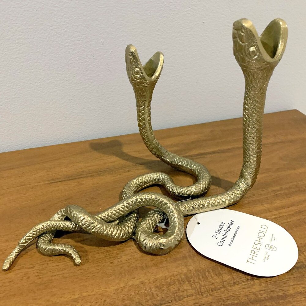 Threshold Gold Metal Double Snake Taper Candle Stick Holder NEW Target 2024